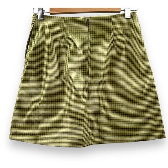 Urban Outfitters UO Darren Notched Pelmet Yellow Houndstooth Mini Skirt Sz S - Picture 3 of 7